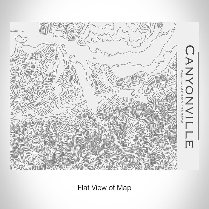 Rendered View of Canyonville Oregon Map on 20oz Stainless Steel Insulated Bottle with Bamboo Top in White