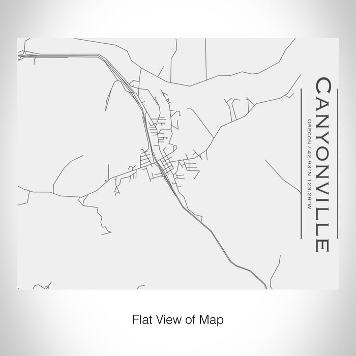 Rendered View of Canyonville Oregon Map on 20oz Stainless Steel Insulated Bottle with Bamboo Top in White