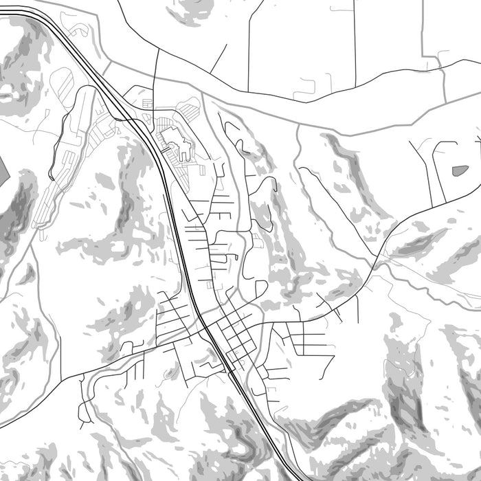 Canyonville Oregon Map Print in Classic Style Zoomed In Close Up Showing Details