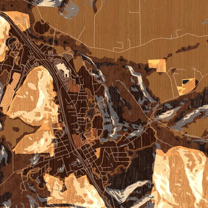 Canyonville Oregon Map Print in Ember Style Zoomed In Close Up Showing Details