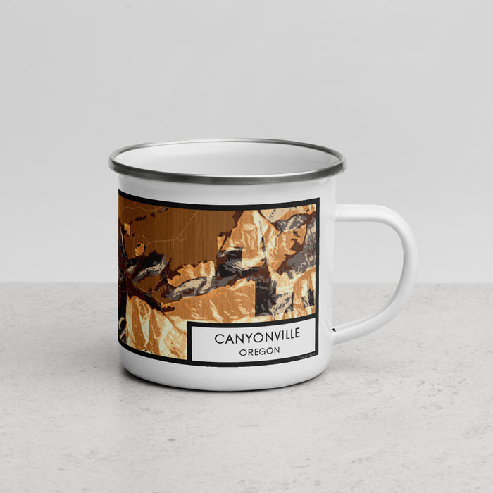 Right View Custom Canyonville Oregon Map Enamel Mug in Ember