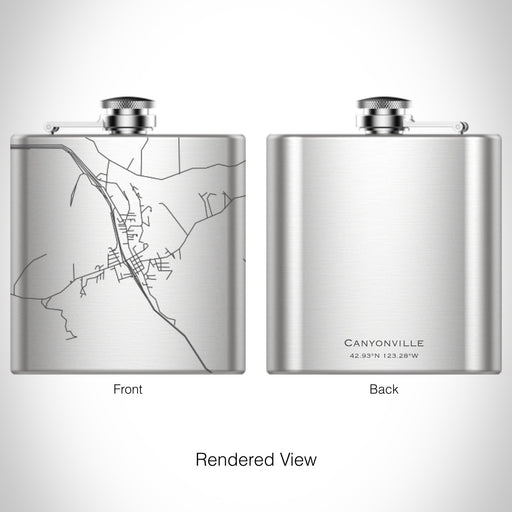 Rendered View of Canyonville Oregon Map on 6oz Stainless Steel Flask