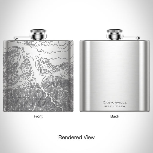 Rendered View of Canyonville Oregon Map on 6oz Stainless Steel Flask