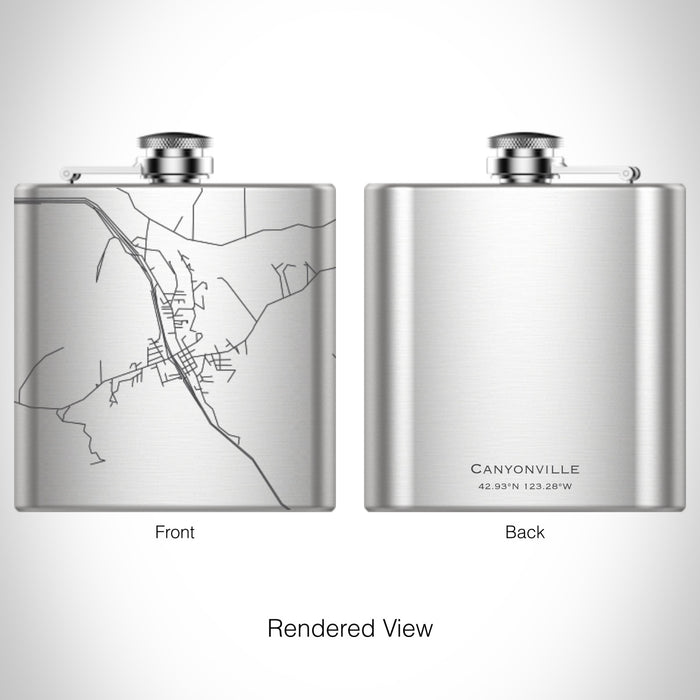 Rendered View of Canyonville Oregon Map on 6oz Stainless Steel Flask