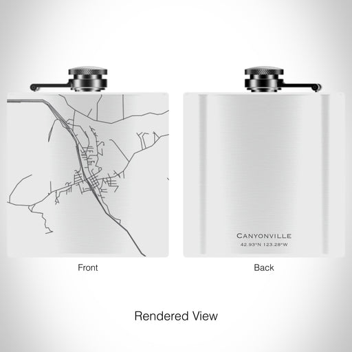 Rendered View of Canyonville Oregon Map on 6oz Stainless Steel Flask in White