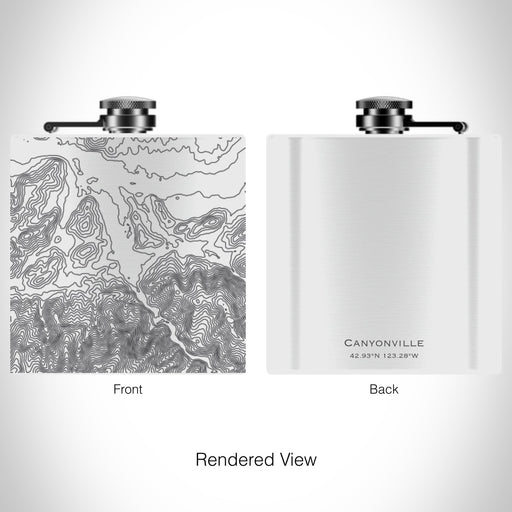 Rendered View of Canyonville Oregon Map on 6oz Stainless Steel Flask in White