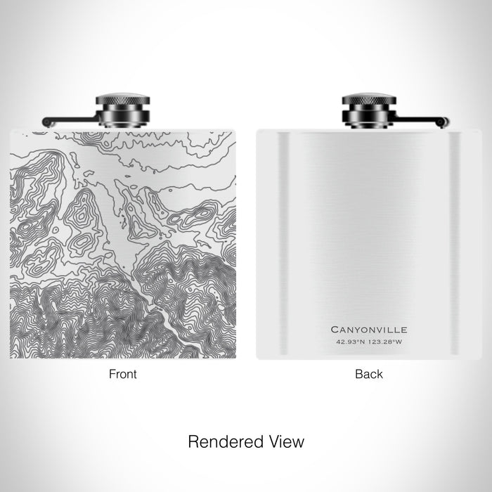 Rendered View of Canyonville Oregon Map on 6oz Stainless Steel Flask in White