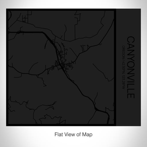Rendered View of Canyonville Oregon Map on 17oz Stainless Steel Insulated Tumbler in Matte Black with Tactile Lines