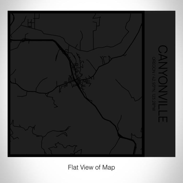 Rendered View of Canyonville Oregon Map on 17oz Stainless Steel Insulated Tumbler in Matte Black with Tactile Lines