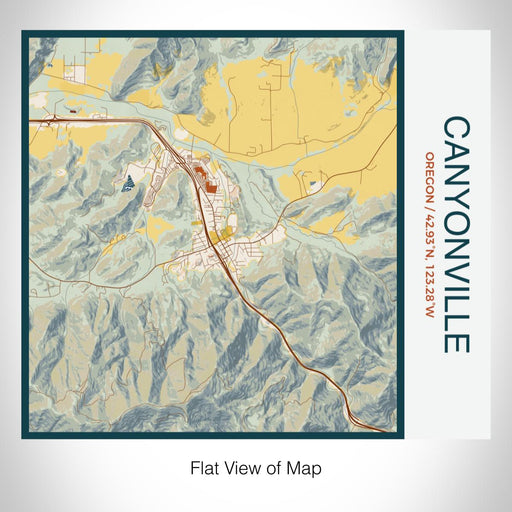 Rendered View of Canyonville Oregon Map on 17oz Stainless Steel Insulated Tumbler in Woodblock Map Style