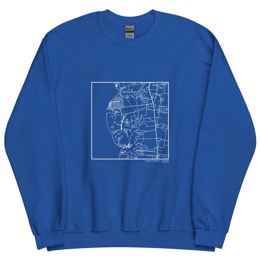 Cape Charles Virginia  Map Unisex Crewneck Sweater with City inscription in Royal Blue
