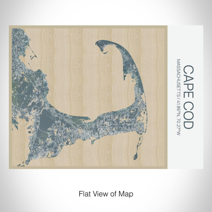 Rendered View of Cape Cod Massachusetts Map on 20oz Stainless Steel Insulated Bottle with Bamboo Top with printed afternoon style map