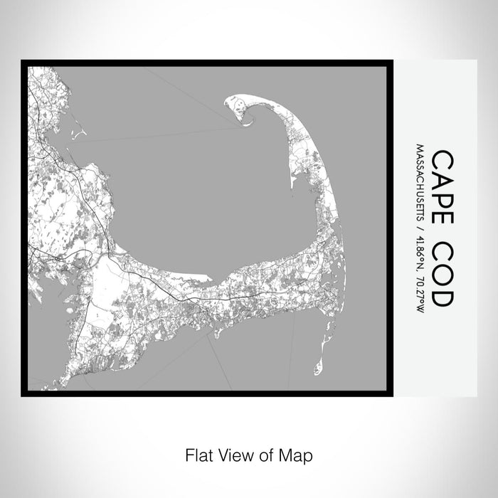 Rendered View of Cape Cod Massachusetts Map on 20oz Stainless Steel Insulated Bottle with Bamboo Top with printed classic style map