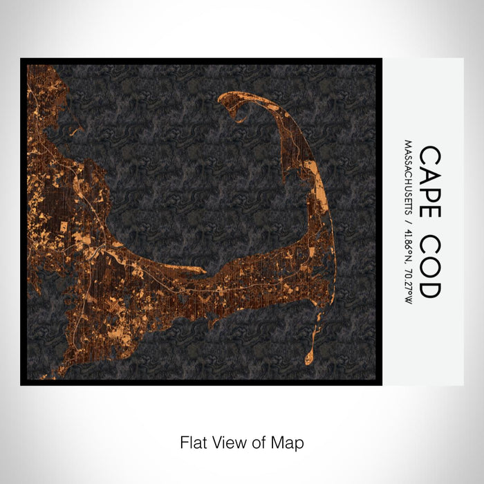 Rendered View of Cape Cod Massachusetts Map on 20oz Stainless Steel Insulated Bottle with Bamboo Top with printed ember style map