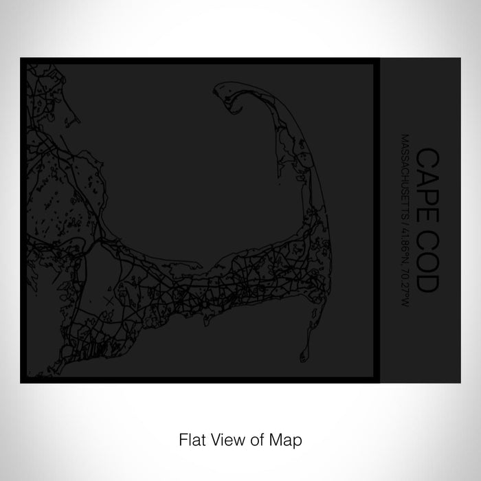 Rendered View of Cape Cod Massachusetts Map on 20oz Stainless Steel Insulated Bottle with Bamboo Top in Matte Black with printed Tactile Lines Map in Black