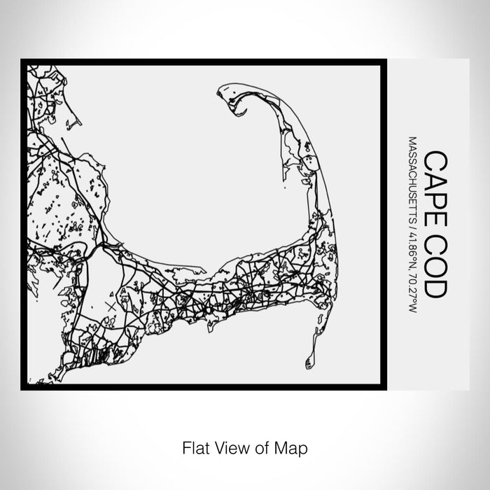 Rendered View of Cape Cod Massachusetts Map on 20oz Stainless Steel Insulated Bottle with Bamboo Top in Matte White with printed Tactile Lines Map in Black