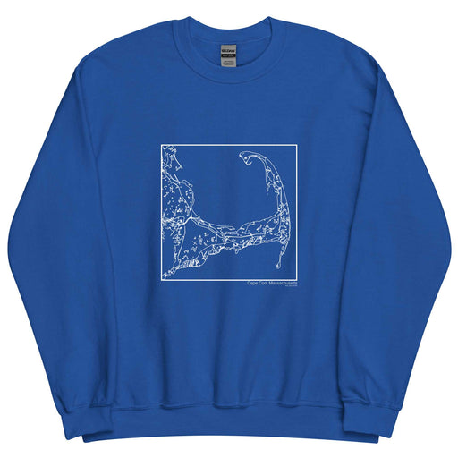 Cape Cod Massachusetts  Map Unisex Crewneck Sweater with City inscription in Royal Blue