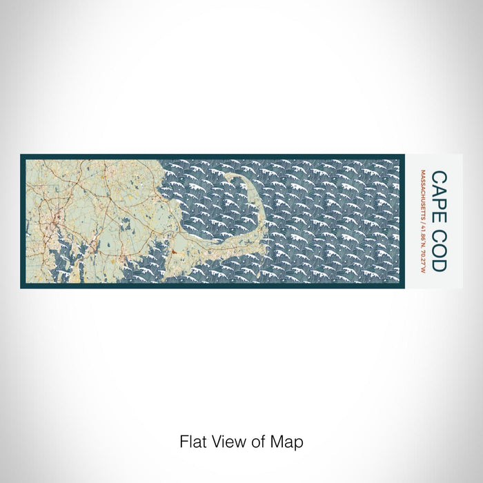 Rendered View of Cape Cod Massachusetts Map on 10oz Stainless Steel Insulated Cup in Woodblock with Sliding Lid