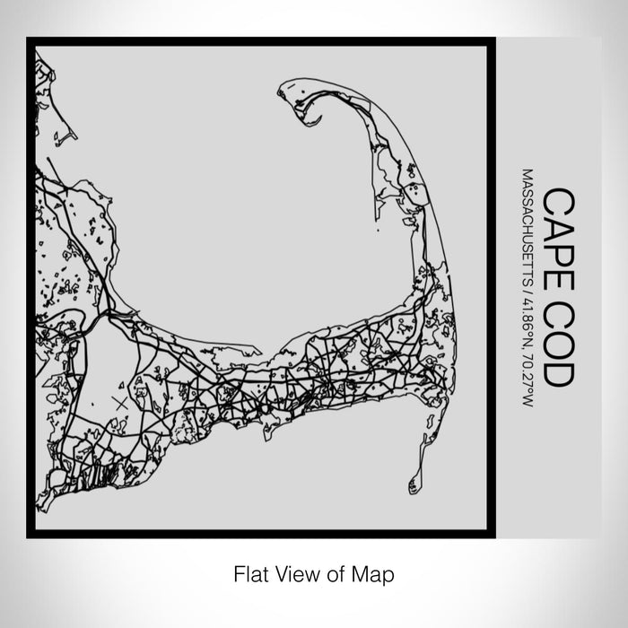 Rendered View of Cape Cod Massachusetts Map on 17oz Stainless Steel Insulated Tumbler in Tactile Lines with Succulent in Background