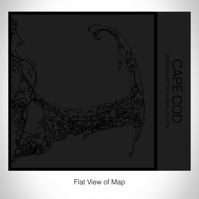 Rendered View of Cape Cod Massachusetts Map on 17oz Stainless Steel Insulated Tumbler in Matte Black with Tactile Lines