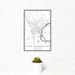 12x18 Cape Girardeau Missouri Map Print Portrait Orientation in Classic Style With Small Cactus Plant in White Planter