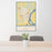 24x36 Cape Girardeau Missouri Map Print Portrait Orientation in Woodblock Style Behind 2 Chairs Table and Potted Plant