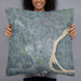 Person holding 22x22 Custom Cape Girardeau Missouri Map Throw Pillow in Afternoon