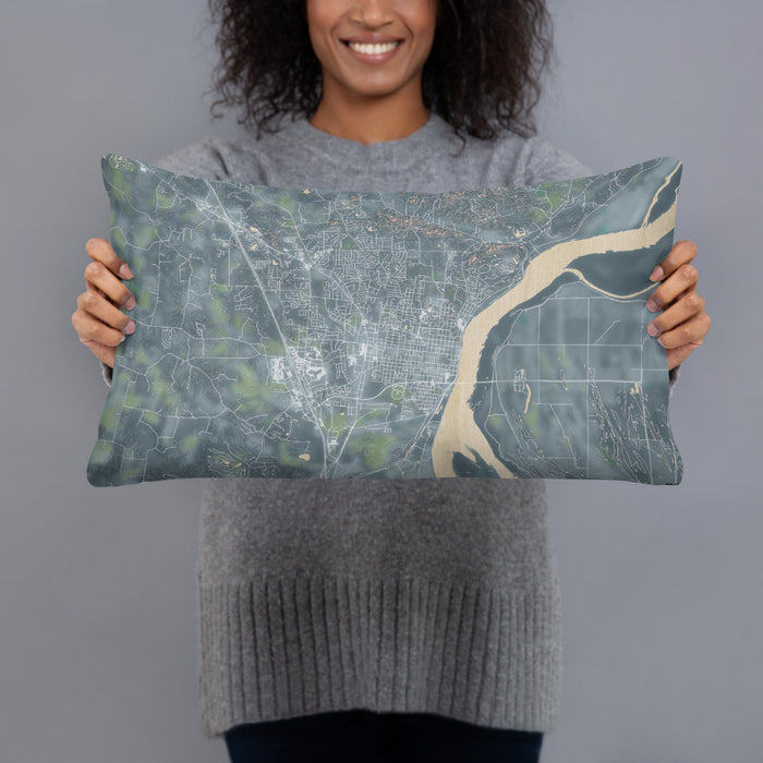 Person holding 20x12 Custom Cape Girardeau Missouri Map Throw Pillow in Afternoon