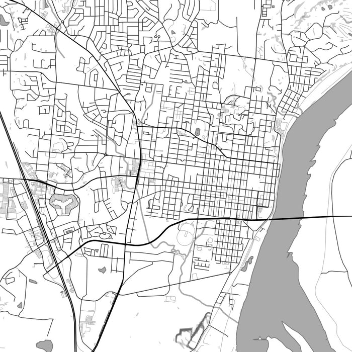 Cape Girardeau Missouri Map Print in Classic Style Zoomed In Close Up Showing Details