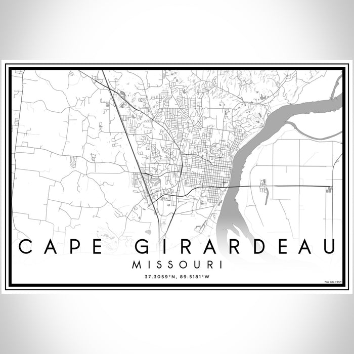 Cape Girardeau Missouri Map Print Landscape Orientation in Classic Style With Shaded Background