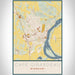 Cape Girardeau Missouri Map Print Portrait Orientation in Woodblock Style With Shaded Background