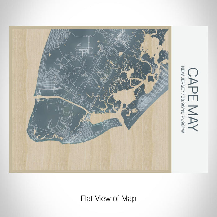 Rendered View of Cape May New Jersey Map on 20oz Stainless Steel Insulated Bottle with Bamboo Top with printed afternoon style map