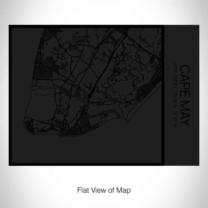 Rendered View of Cape May New Jersey Map on 20oz Stainless Steel Insulated Bottle with Bamboo Top in Matte Black with printed Tactile Lines Map in Black