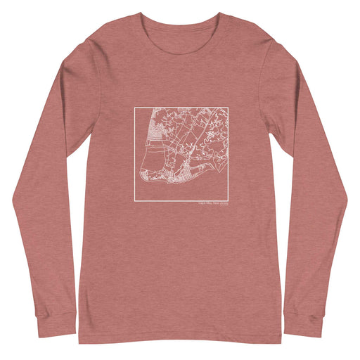 Cape May New Jersey  Map Unisex Long-Sleeve T-shirt with City inscription in Heather Mauve