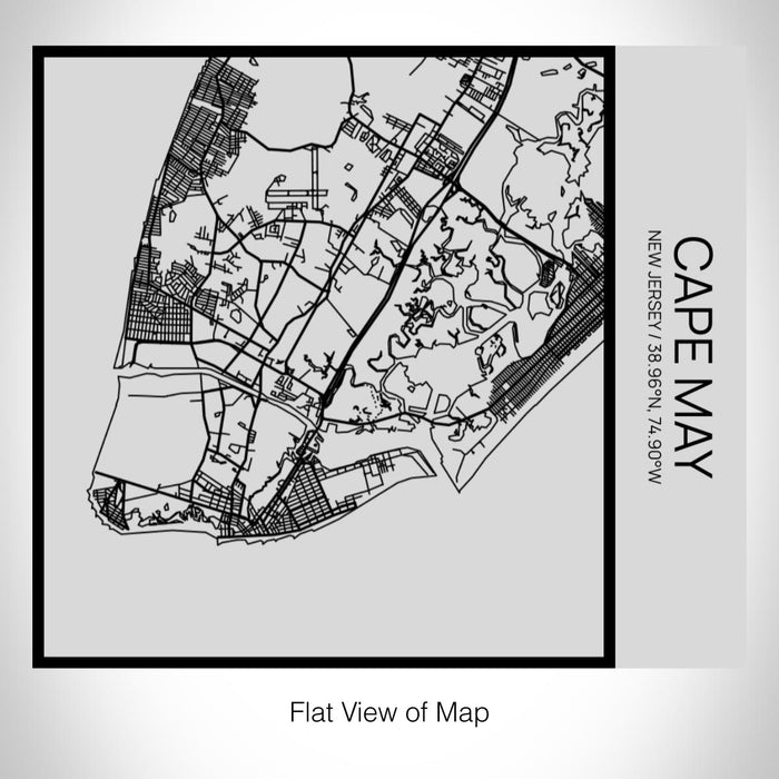 Rendered View of Cape May New Jersey Map on 17oz Stainless Steel Insulated Tumbler in Tactile Lines with Succulent in Background