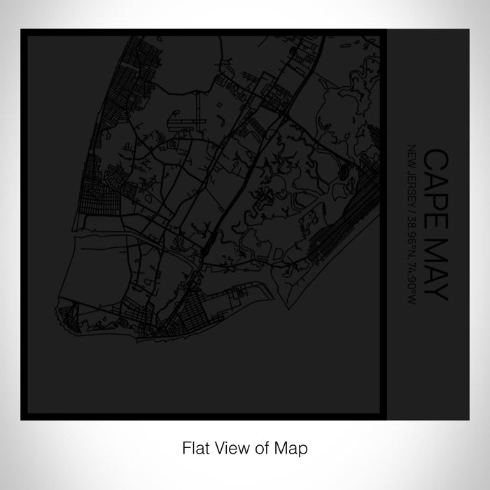 Rendered View of Cape May New Jersey Map on 17oz Stainless Steel Insulated Tumbler in Matte Black with Tactile Lines