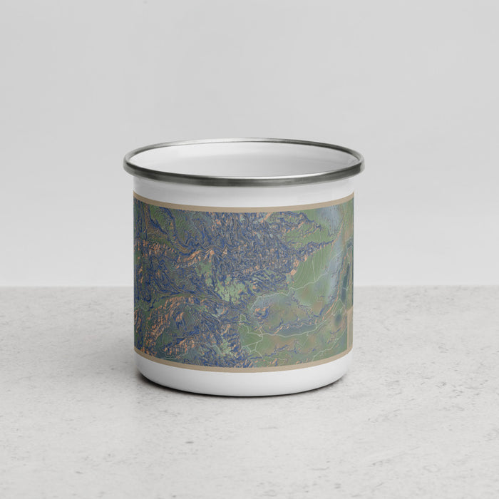Front View Custom Capitol Reef National Park Map Enamel Mug in Afternoon