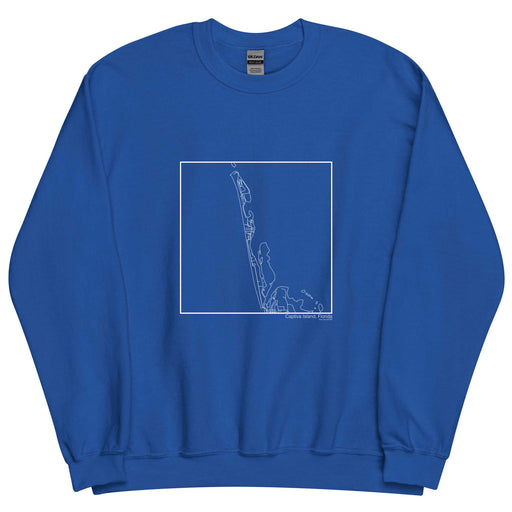 Captiva Island Florida  Map Unisex Crewneck Sweater with City inscription in Royal Blue