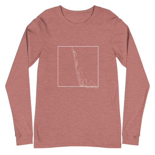 Captiva Island Florida  Map Unisex Long-Sleeve T-shirt with City inscription in Heather Mauve