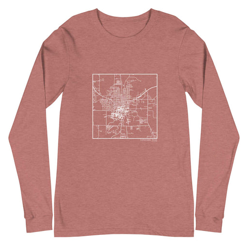 Carbondale Illinois  Map Unisex Long-Sleeve T-shirt with City inscription in Heather Mauve