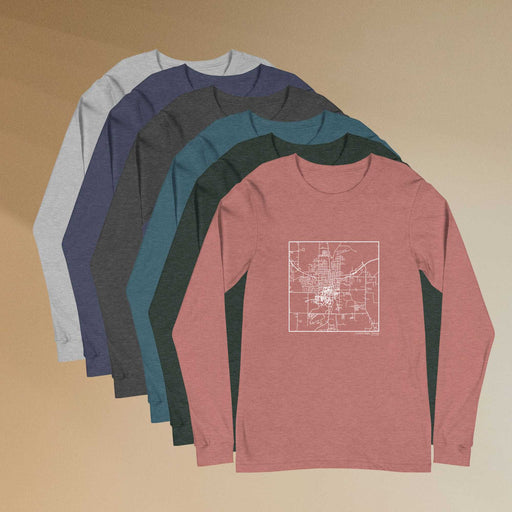 Carbondale Illinois  Map Unisex Long-Sleeve T-shirts in Multiple Colors