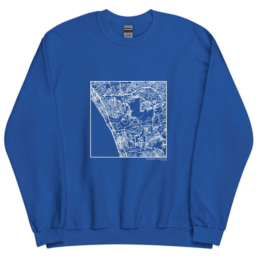 Carlsbad California  Map Unisex Crewneck Sweater with City inscription in Royal Blue