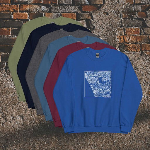 Carlsbad California  Map Unisex Crewneck Sweaters in Multiple Colors