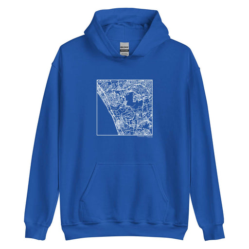Carlsbad California  Map Unisex Hoodie Sweater with City inscription in Royal Blue