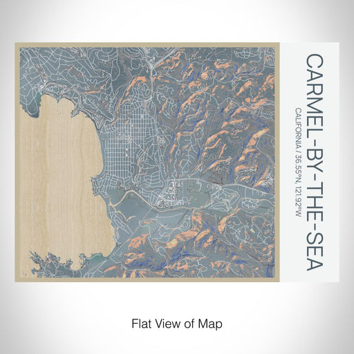 Rendered View of Carmel-by-the-Sea California Map on 20oz Stainless Steel Insulated Bottle with Bamboo Top with printed afternoon style map