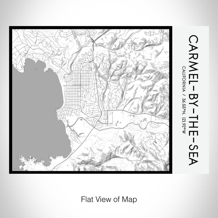 Rendered View of Carmel-by-the-Sea California Map on 20oz Stainless Steel Insulated Bottle with Bamboo Top with printed classic style map
