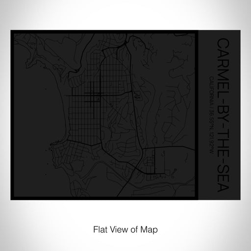 Rendered View of Carmel-by-the-Sea California Map on 20oz Stainless Steel Insulated Bottle with Bamboo Top in Matte Black with printed Tactile Lines Map in Black