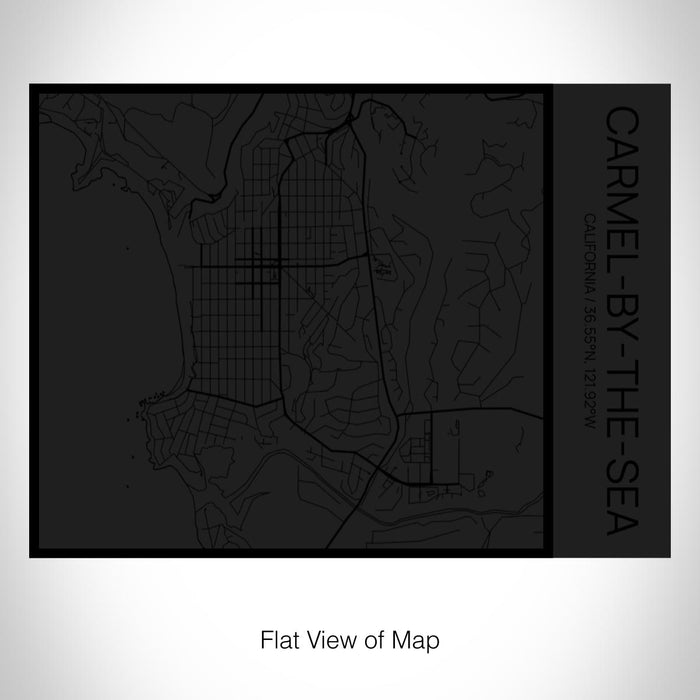 Rendered View of Carmel-by-the-Sea California Map on 20oz Stainless Steel Insulated Bottle with Bamboo Top in Matte Black with printed Tactile Lines Map in Black