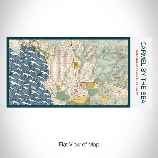Rendered View of Carmel-by-the-Sea California Map on 17oz Stainless Steel Insulated Bottle with printed woodblock style map