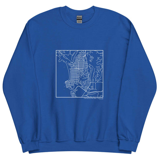 Carmel-by-the-Sea California  Map Unisex Crewneck Sweater with City inscription in Royal Blue
